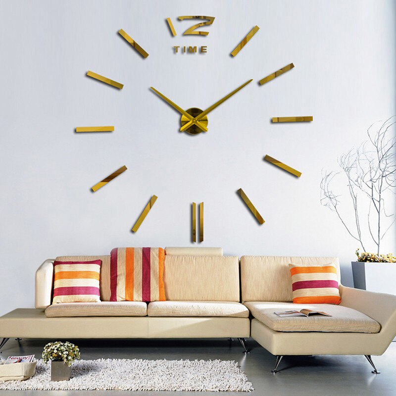 Big Wall Clock Quartz 3D Stereo DIY Wall Sticker Clock Living Room Simple Decoration Clock Acrylic MirrorClock