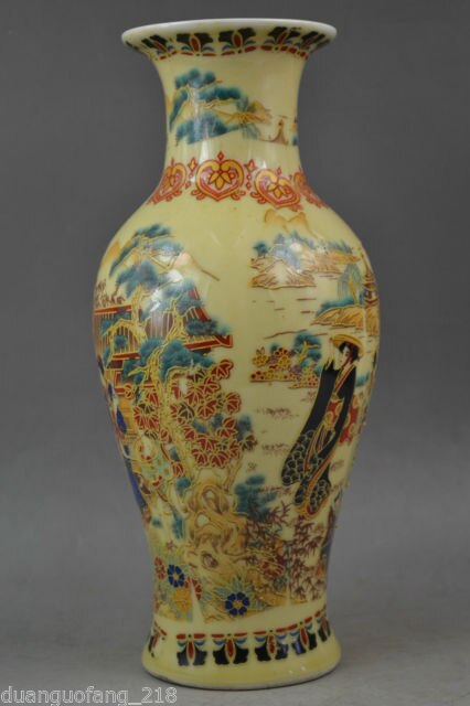 Exquisite Chinese Handwork Old Porcelain Painting with Dowager Landscape Vase