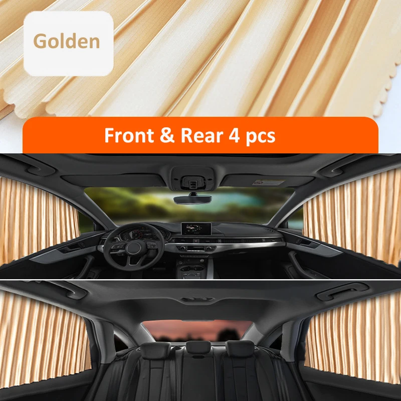 2 STUKS Magnetische Auto Zonnescherm Gordijn Auto Venster Zonnescherm Privacy Zon UV Bescherming Venster Schild Auto-interieur Accessoires: Goud
