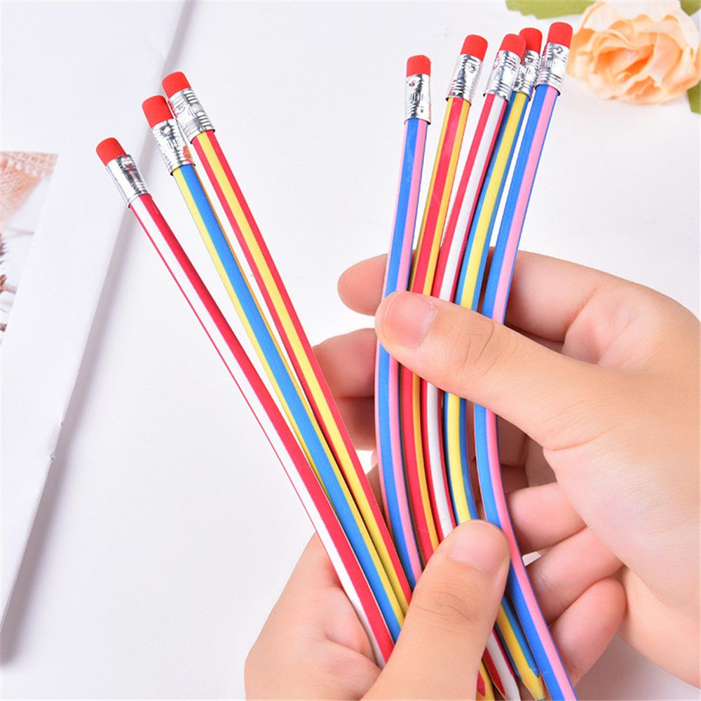 10 Uds colorido magia dúctil Flexible lápiz suave con Borrador de lápiz de Kawaii papelería escuela materiales de escritura para oficina chico gif