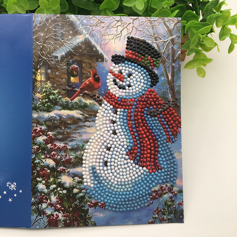 1Pcs Cartoon Paper Greeting Postcards Craft 5D DIY Diamond Painting Kids Festival Greet Cards Mini Santa Claus Merry Christmas