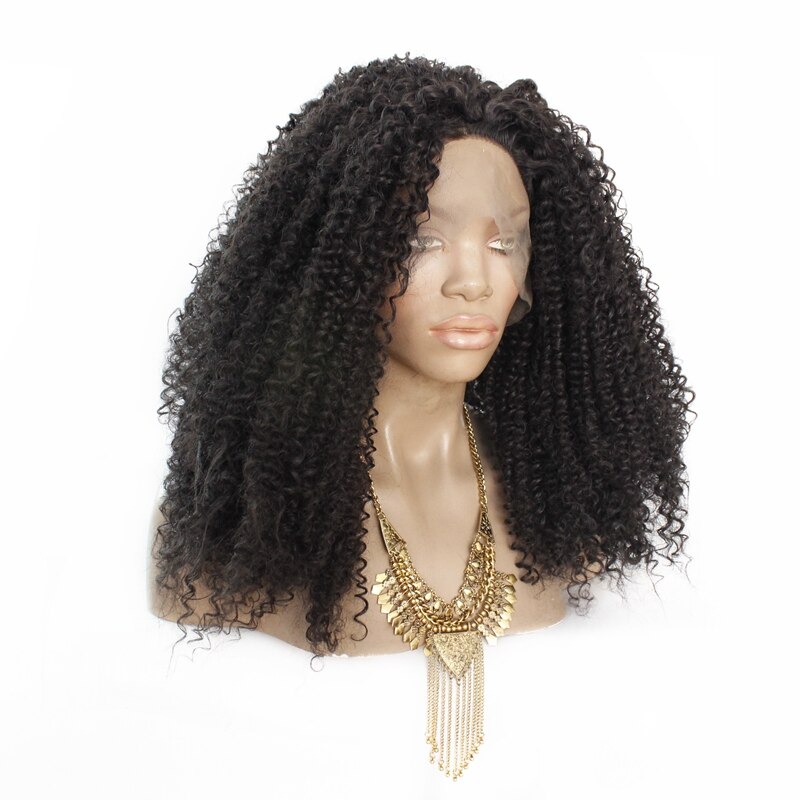 Peluca de pelo largo negro rizado con malla frontal, pelo de bebé Afro sin pegamento, Pelo Rizado sintético, peluca con malla frontal s, fibra resistente al calor