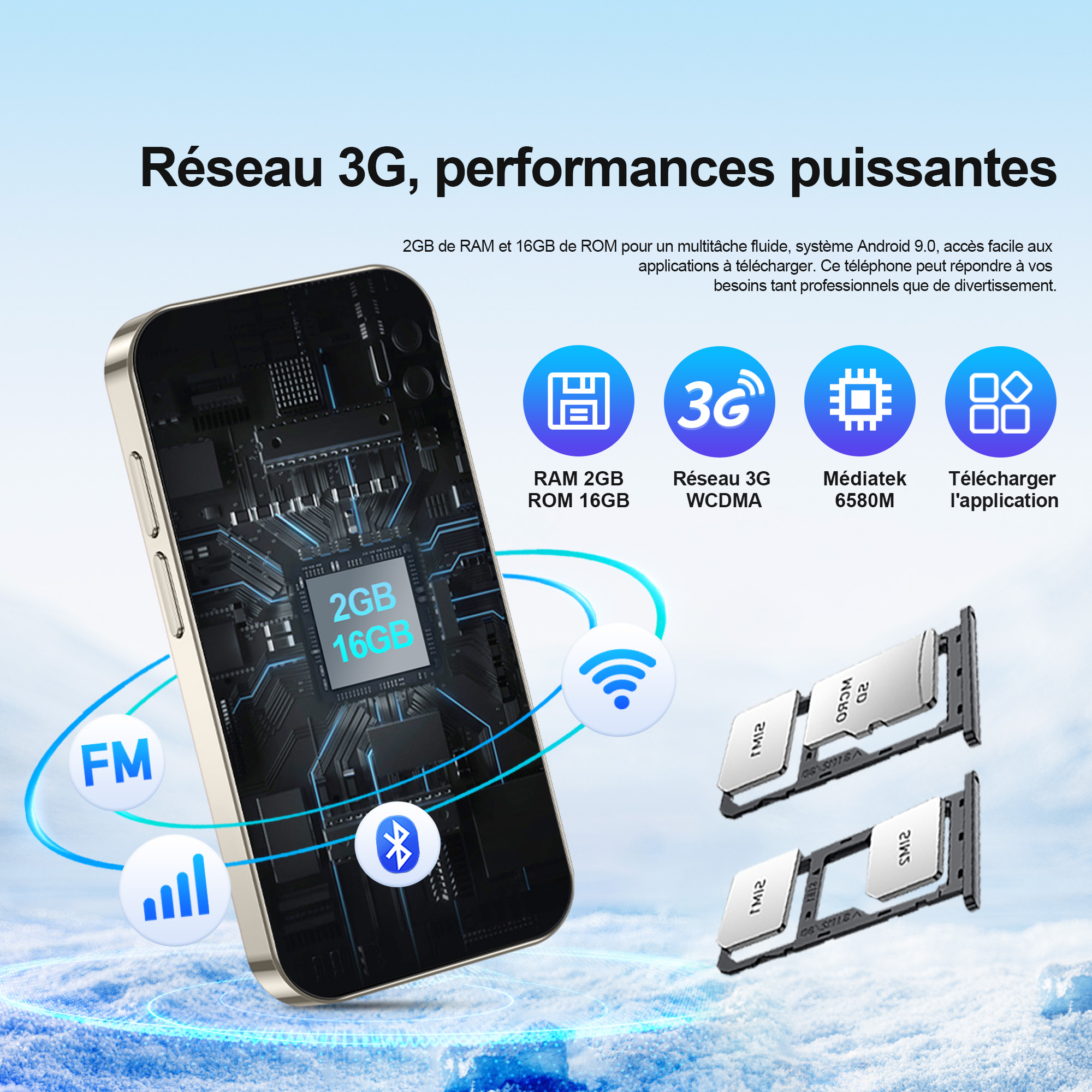 SERVO Mini Smartphone, Display HD da 3,0'', Telefono cellulare Android 9.0 2 GB + 16 GB Face Sblock GPS cellulare 3G, Smart Phone di piccole dimensioni