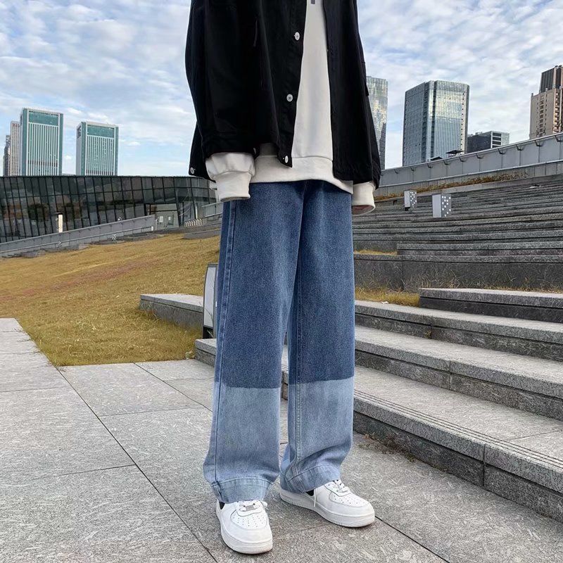 DUEWEER Mens Jeans Spring Autumn Gradient Loose Straight Trousers Men Casual Baggy Plus Size Harajuku Flare Wide Leg Denim Pants