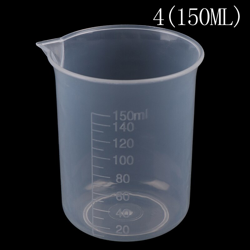 ! 2 stk gennemsigtigt køkken laboratorium plast volumetrisk bæger målekop 250ml/150ml/100ml/50ml/25ml: A4