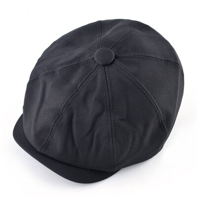 Gorra de newsboy para hombre y mujer, gorro plano de estilo vintage, gatsby, octogonal, color negro, para otoño: Negro