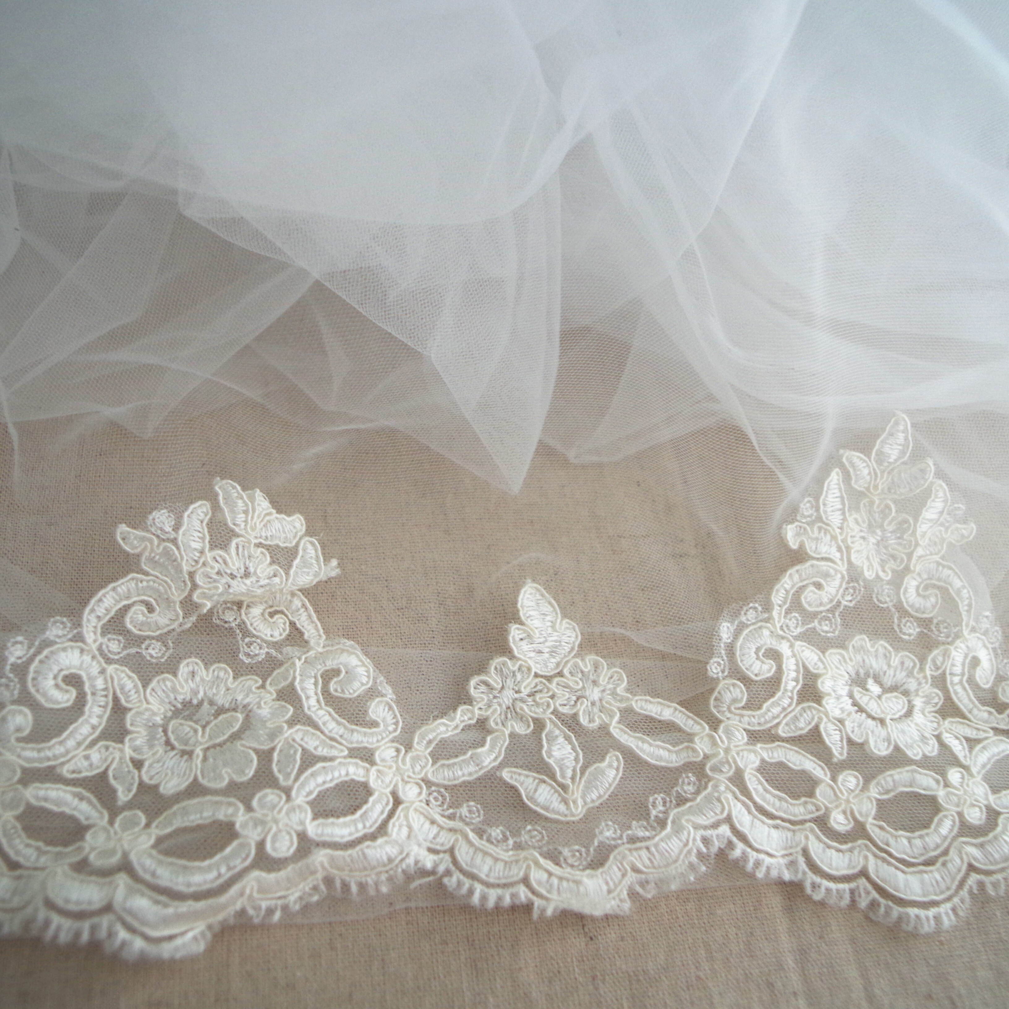 10Yards Ivory Alencon Kant Voor Bridal Veil Delicate Koord Kant Grens Voor Bridals