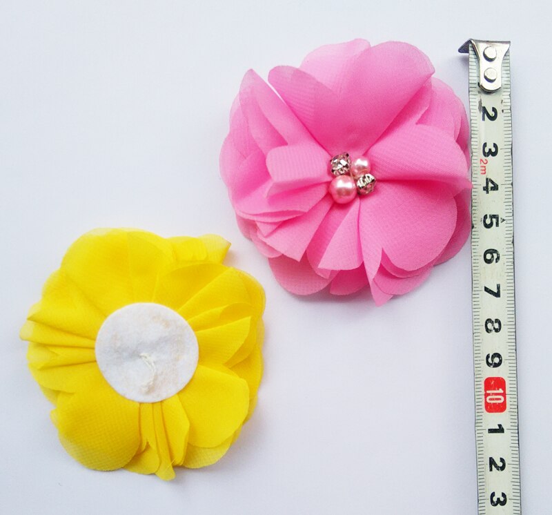 3 "Chiffon Blumen Perlen Spitze Haar Blume Für Stirnbänder Haarschmuck 50 stücke Profi Los