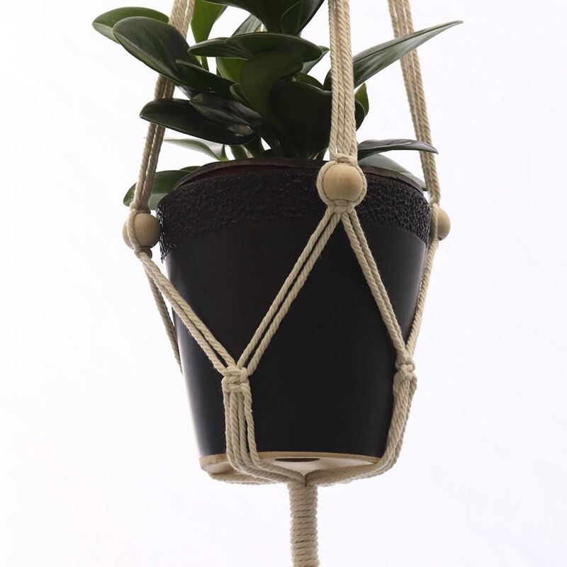 Nordic Opknoping Manden Bloempot Plant Houder Vintage Katoen Muur Opknoping Mand Bloempot Netto Macrame Plant Hangers Thuis Decor