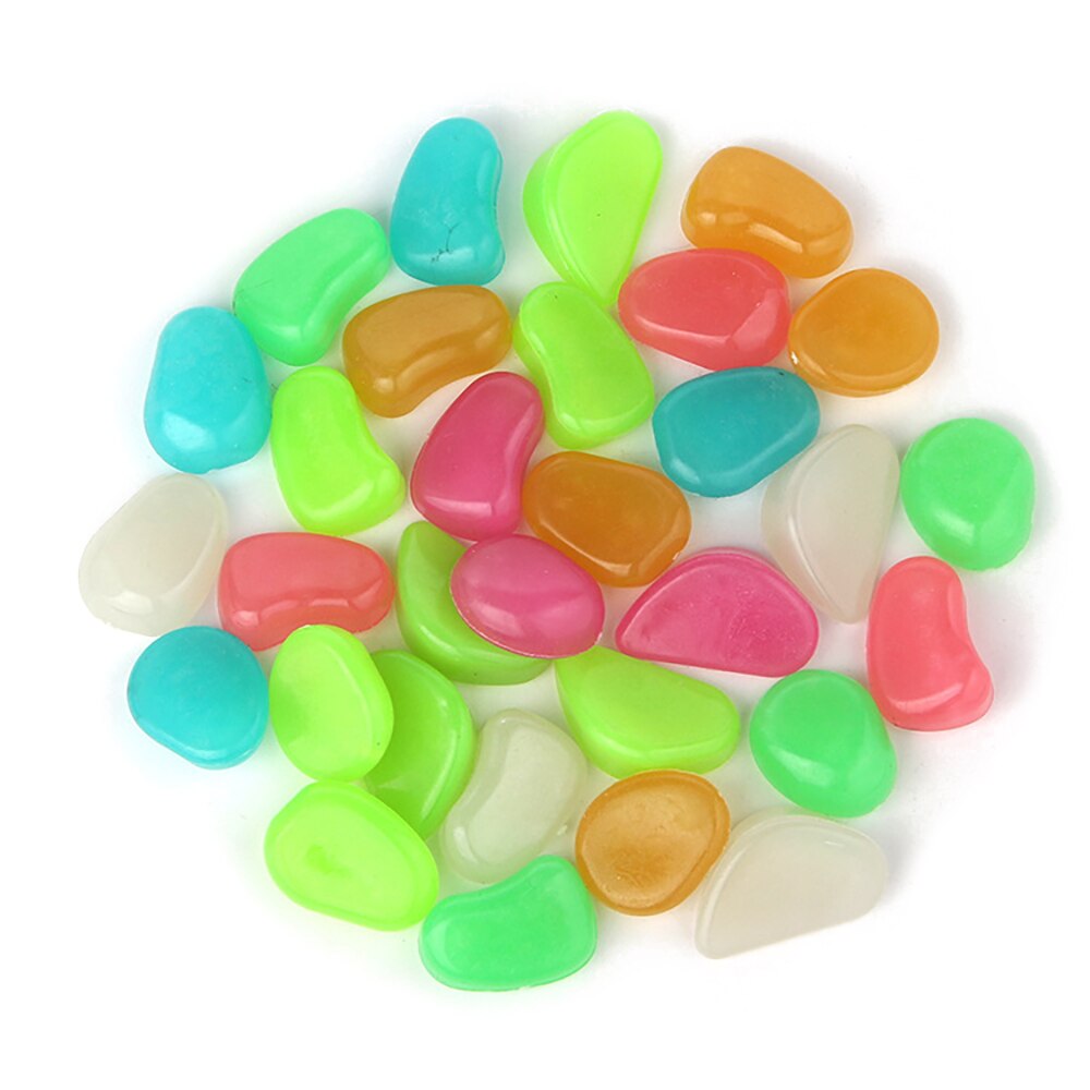 200PCS Aquarium Ornaments Stones Glow In The Dark Luminous Pebbles Stones Light Stone For Garden Ornament Fish Tank Decoration