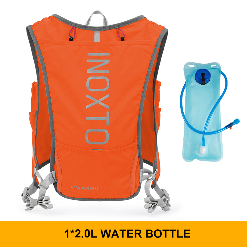 Inoxto Schnell trocknender Laufrucksack für Herren, 5 l, ultraleicht, feuchtigkeitsspendende Weste, Mountainbike-Fahrradtasche, atmungsaktiv, 2 l Wasserbeutel, Flasche: Anderes
