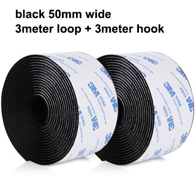 3Meter 16-100Mm Zelfklevende Klittenbandsluiting Tape Nylon Sticker Haak Lus Strips Fastener Met lijm Diy Accessoires: Black 50mm