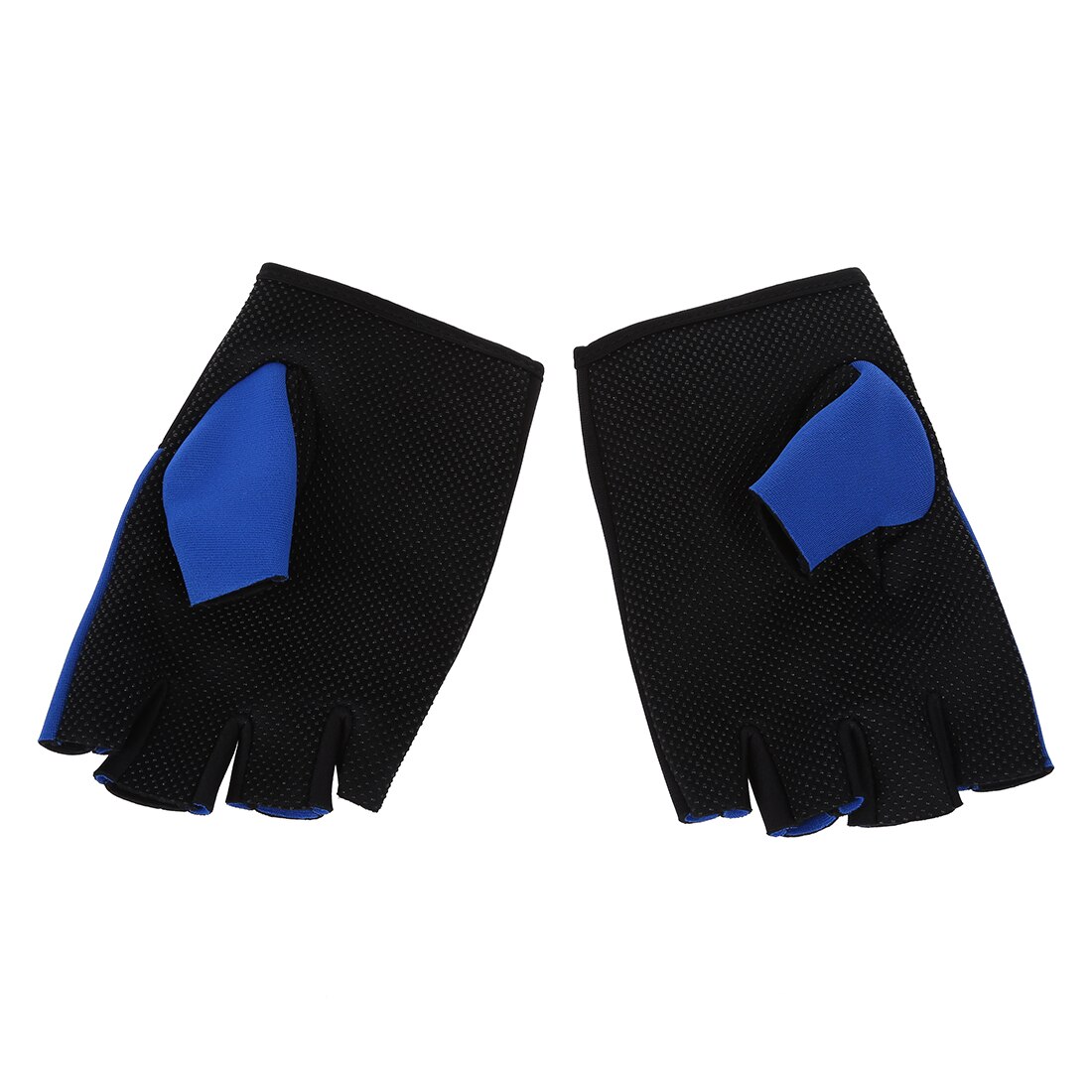 2 Pcs Black Blue Neoprene Fingerless Sports Gloves for Men