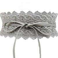black white wide corset lace belt female self-tie belt belt girth belt women's belt wedding dress belt accessories: gray