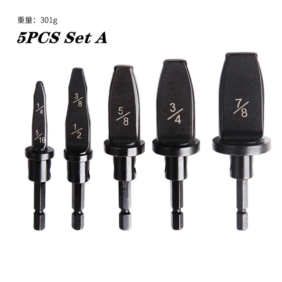 Flaring Tool Drill Bit Set Tube Expander Multifunction Air Conditioner Refrigerator Copper Pipe Swaging Tool Drill Bit Set: 5PCS Set A