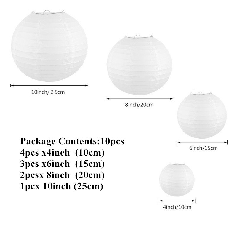 10 stücke Hochzeit Dekoration Weiß Runde Chinesische Laterne Geburtstag Dekoration Lieferungen Papier Lampe Laternen Party Decor