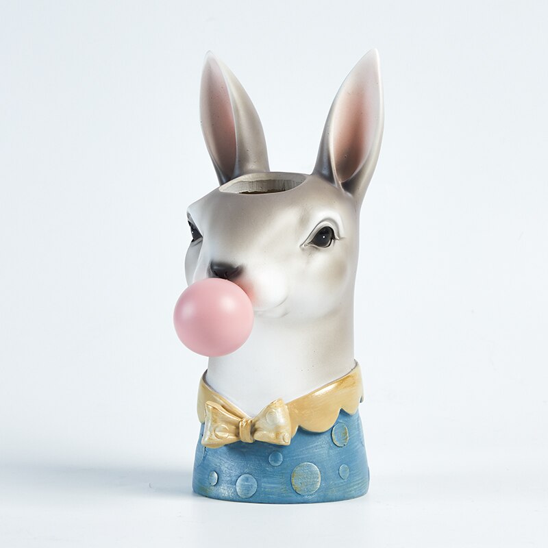 Y. Dshh Vazen Dier Hoofd Vorm Planter Bloem Vaas Bloem Hars Bonsai Vazen Home Tuin Decoratie: Rabbit Sir