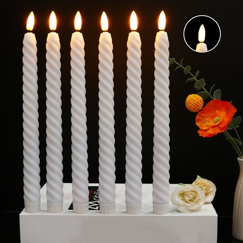 Vela LED Taper Spiral Flameless, Controle remoto com temporizador, Igreja velas varas, Casa torcida, Natal bateria operar vara vela