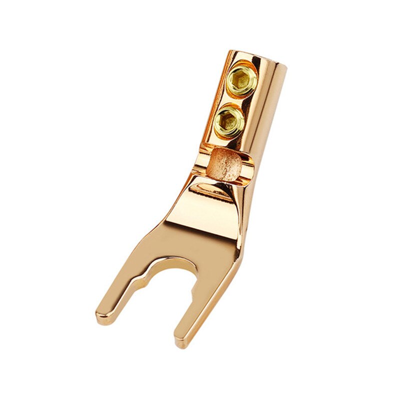 4.2MM Y/U Y Shaped Clip Banana Plug Audio Jack Solder Wire Conenctor Gold/Rhodium Plated Purple Copper HiFi Speaker Connectors: Gold / 2pcs