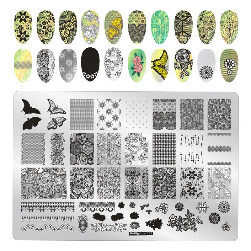 ANGNYA Square Dandelion Nail Stamping Plates Animal Patterns Stainless Steel Nail Art Stencil Tools Stamp Plate 9.5*14.5: ZJOYPLUS 38