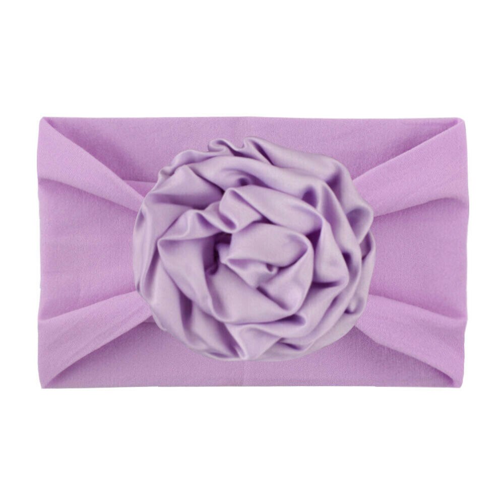 Baby Turban Hoofdband - Grote Bloem Strik - Bloemendessin - Katoen - Peuter Meisjes Accessoires: Paars