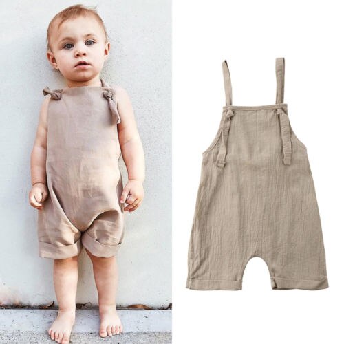 2018 nova criança verão caqui macacão crianças roupas crianças menino menina solta bib calças macacão playsuit outfits caber 0-3 t