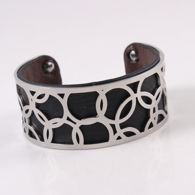 Pulseira intercambiável georgette flor bijoux acier inoxydable femme manchette pulseira reversível pulseira de couro jóias bbijoux