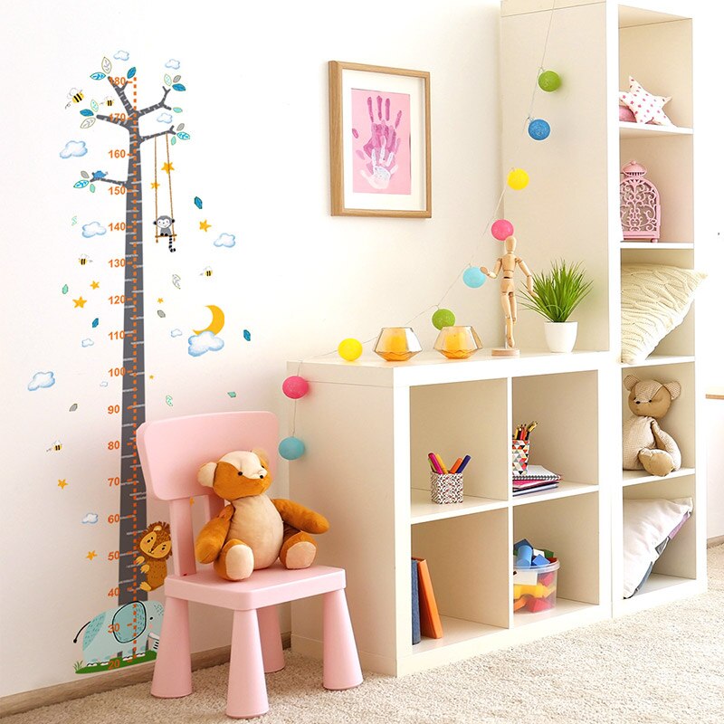 Large Cartoon Tree Wall Stickers for Kids room Height Measurement Sticker for Nursery Baby Room Decor Removable DIY Home Decor