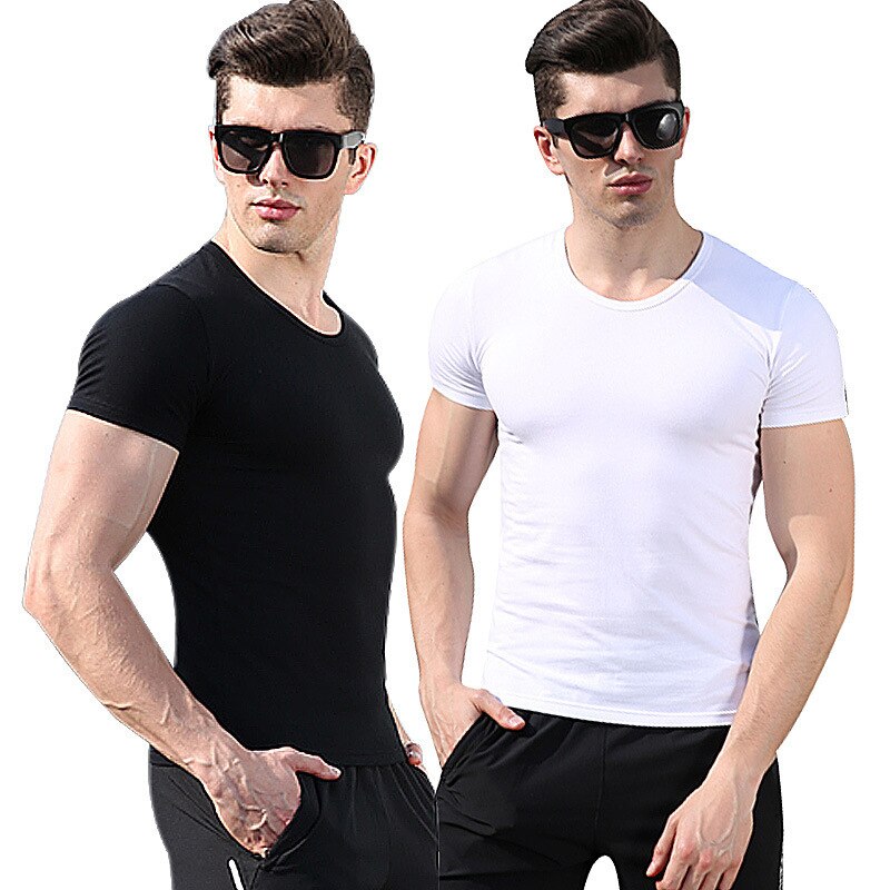 ELI22 Mens muscle T shirt bodybuilding fitness men tops cotton singlets Plus Big size TShirt gasp Short Sleeve Tshirt