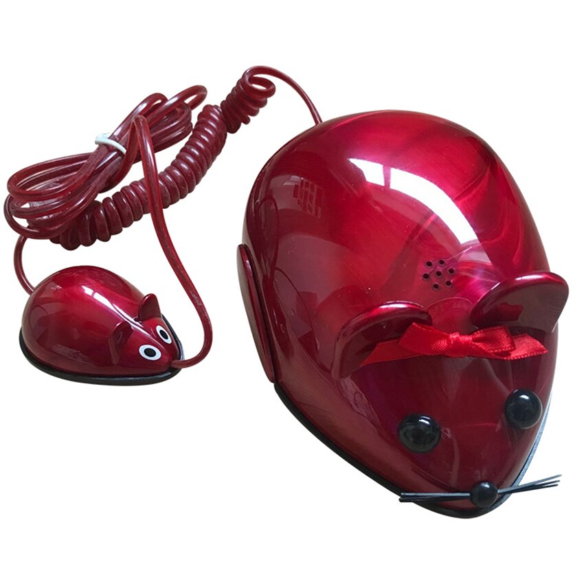 Simpatico topolino telefono con filo creativo casa ufficio telefono fisso fisso, tastiera illuminata, decorazione del telefono-rosso, bianco, grigio