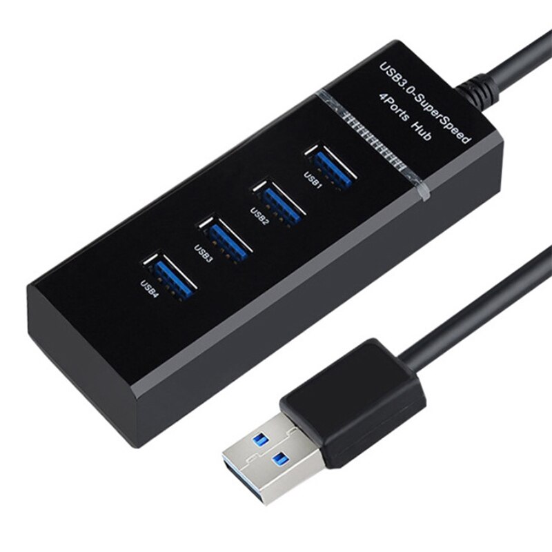 USB 3.0 High Speed 4 Ports HUB Multi Splitter Expander Computer Accessories For Macbook Air Pro Laptop PC Printer Mobile Phones: Black