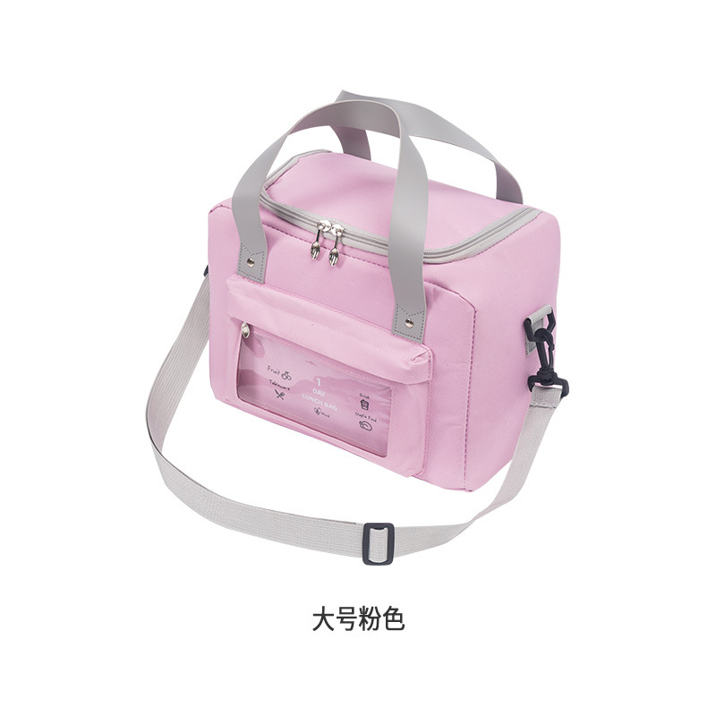 2022 nowa torba obiadowa Oxford przenośna torba izolacyjna torba na posiłek torby na Lunch dla kobiet duża torba na piknik worek na lód: Pink-Large