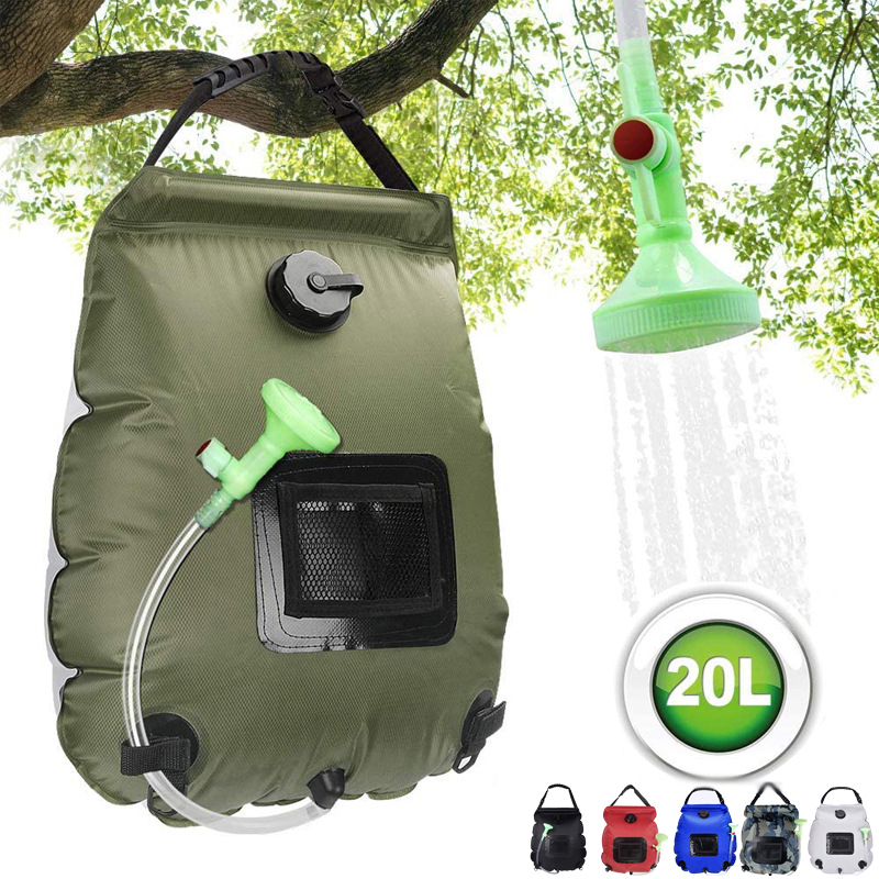 Bolsa de ducha portátil para acampar, bolsa de ducha Solar de 20l para acampar al aire libre y viajar