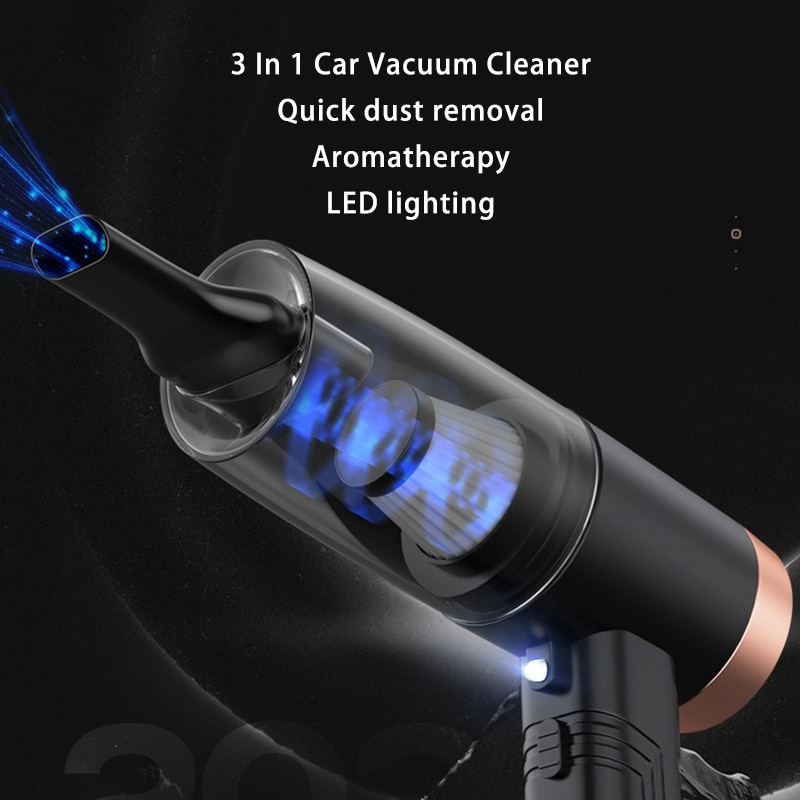 12V Car Vacuum Cleaner 120W Wet Dry Dual Use Portable Car Vacuum Cleaner High Power 3 in 1 Aromatherapy Lamp
