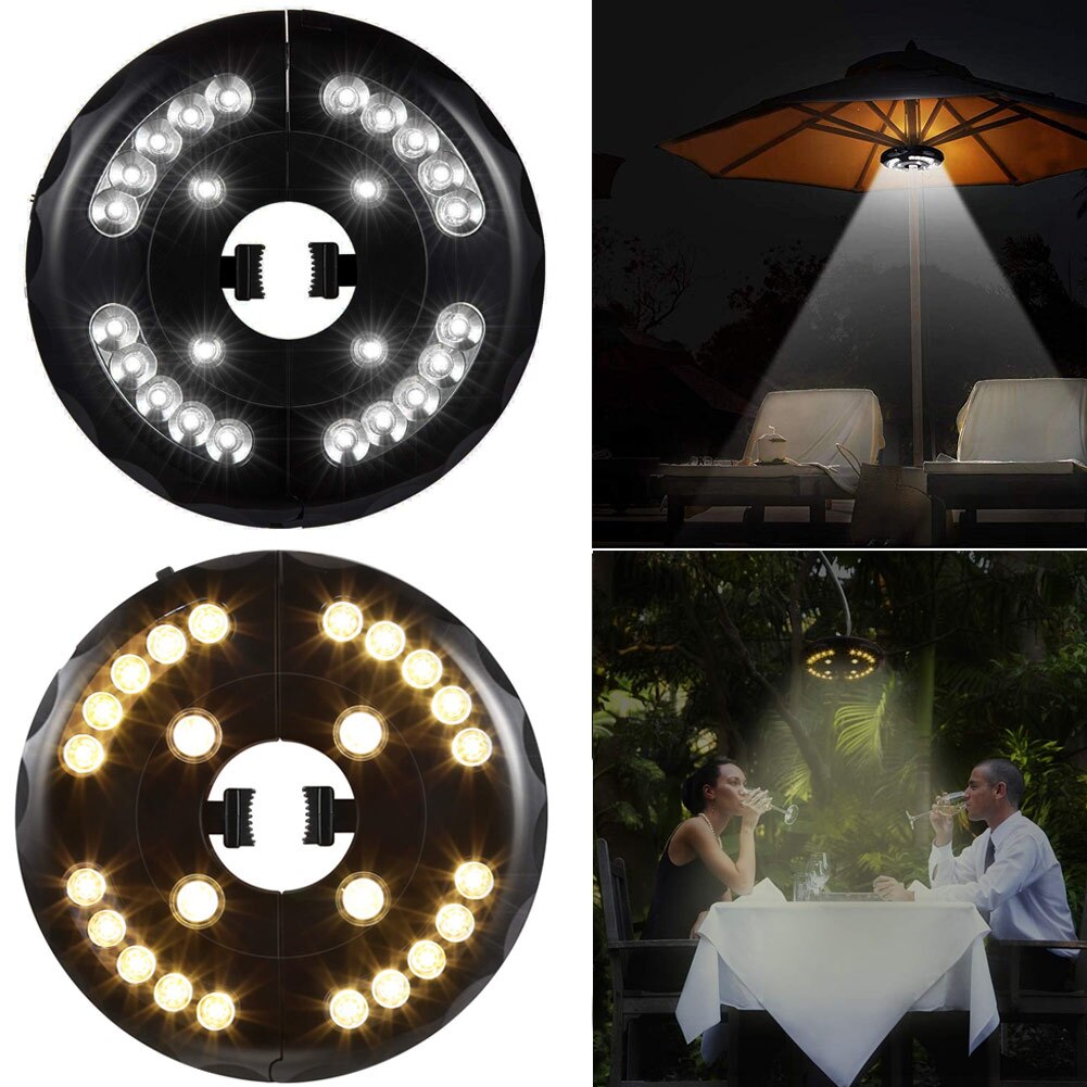 Patio Umbrella Pole Lights 3 Lighting Modes Cordless 24 LED for Garden Backyard Outdoor NW