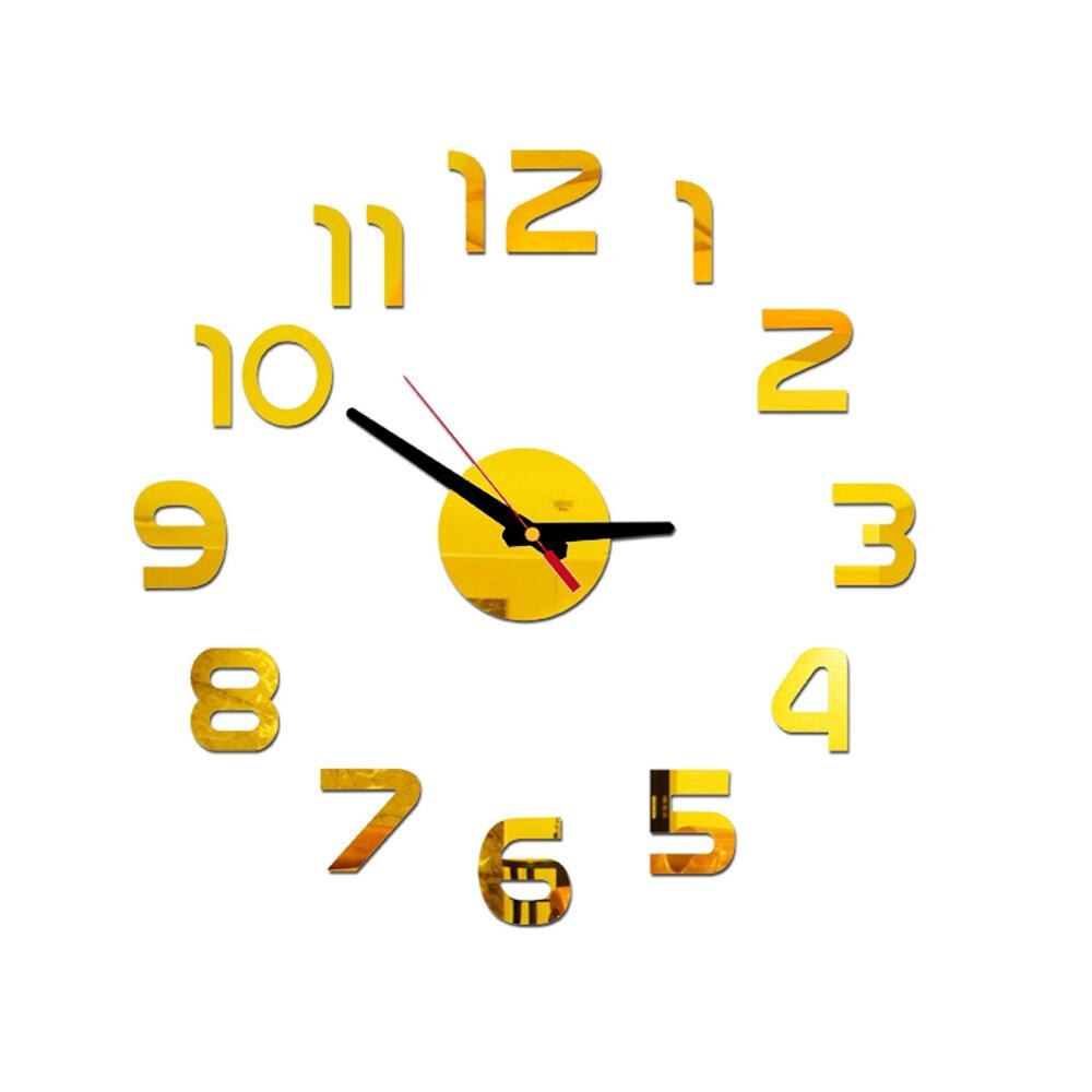 Acrylic Modern Diy Wall Clock Watch Wall Clocks Horloge 3d Diy Acrylic Mirror Surface Sticker Home Office Decor Living Room &jw: Gold
