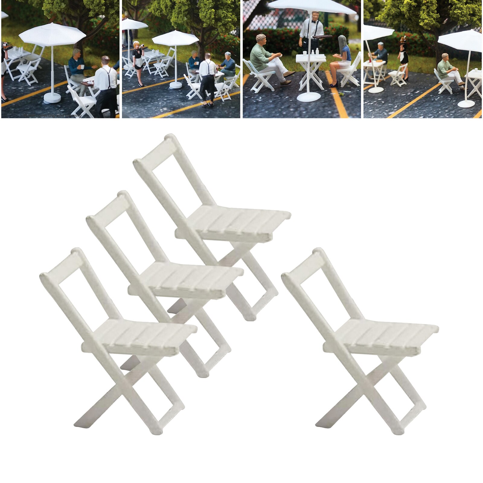 4 Pieces 1/64 Hand Painted Model Resin Chairs Street Layout Diorama Accs