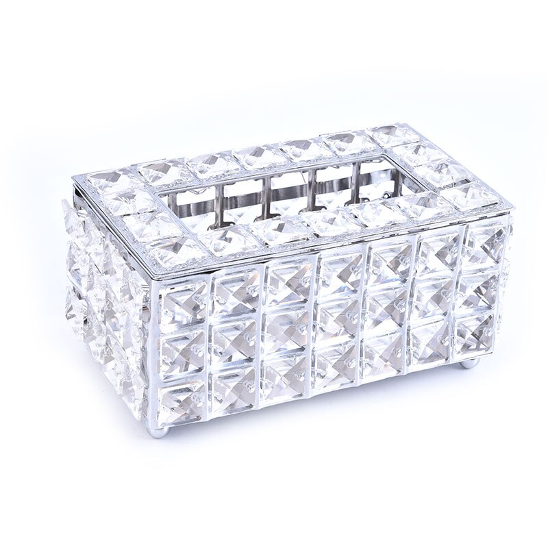 Strass Tissue Doos Papier Rack Kantoor Tafel Accessoires Facial Case Houder Servet Lade Voor Thuis Hotel Auto: Zilver