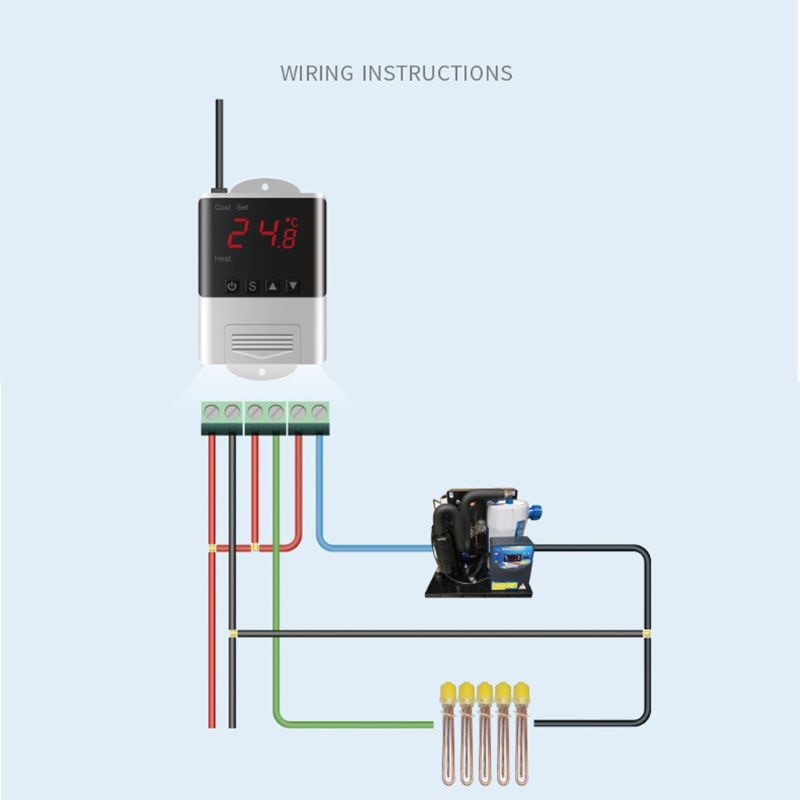 DTC-1200 Digital Temperature Controller AC 110-230V LED Display Thermostat Cool/Heat Mode for Home Greenhous Aquarium