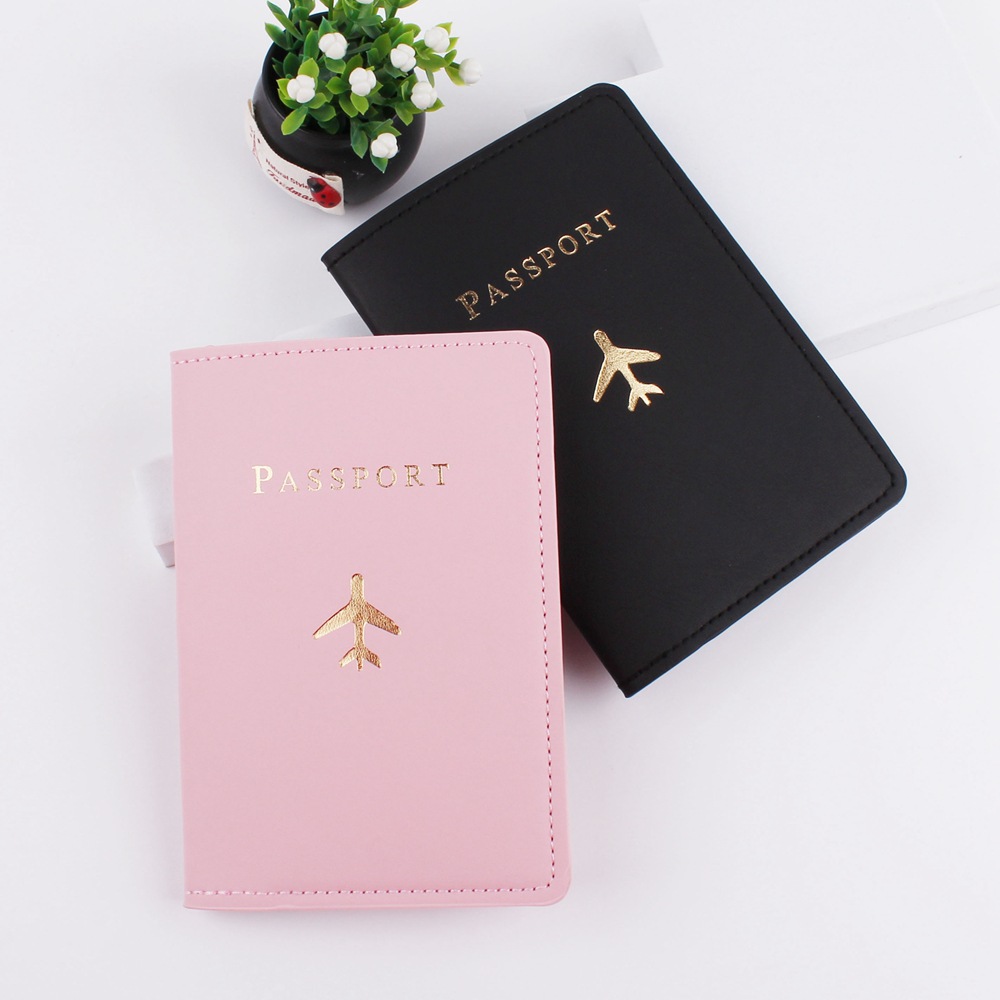 PU Leather Passport Cover Simple Letter Women Men Travel Wedding Passport Cover Holder Wedding