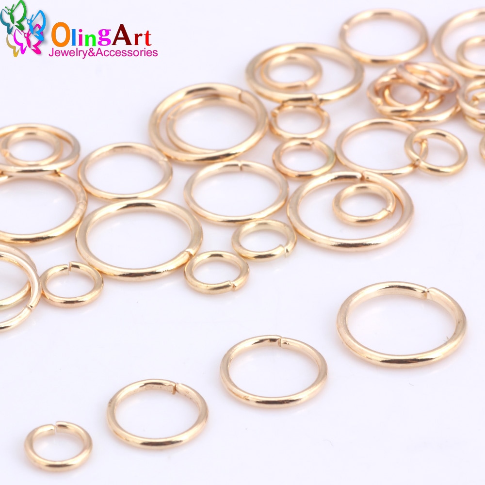 Olingart Kc Gold Jump Ring 6Mm/9Mm/10Mm/12Mm Link Loop Mixed Size diy Sieraden Maken Connector Draad Diameter 1.0Mm