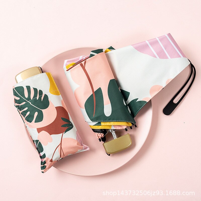 Piatto Mini Pioggia Donna Protezione Uv Ombrellone Ragazze Ombrelli Antivento 6K Viaggio Ombrello Portatile Colorato UPF50 +