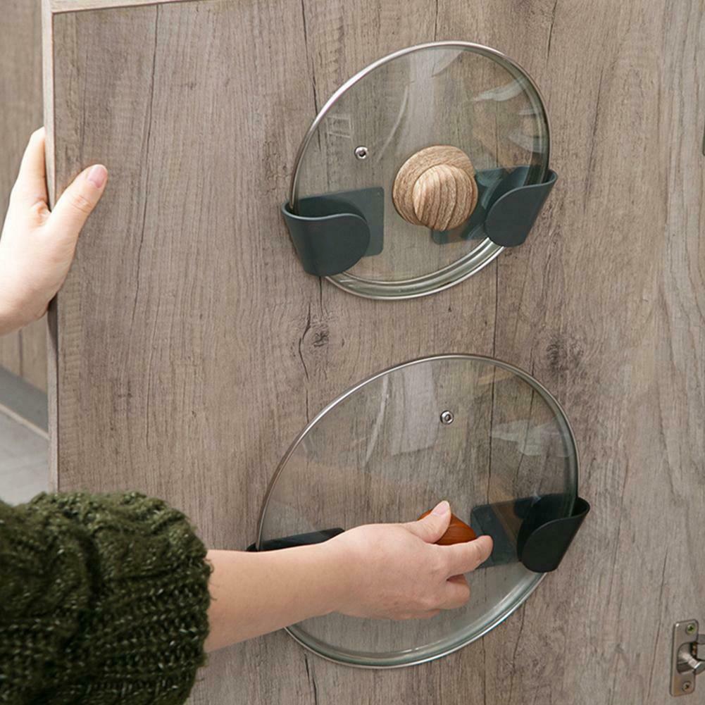 2pcs Storage Rack Pot Lid Kitchen Cookware Organizer Holder Wall Mount Cabinet Hanging SEC88