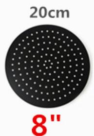 Cabezal de ducha de lluvia redondo y Cuadrado Negro, ultrafino, 2mm, 8 10 12 16 pulgadas, Brazo de ducha montado en pared y techo para Baño: 8 inch round