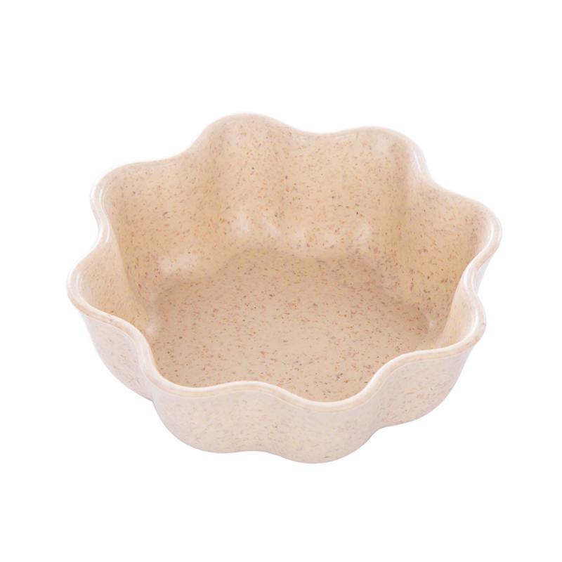 Kitchen Tools Seasoning Cocina Dish Bowl Wheat Straw Small Plates Snack Dish Sauce Plate Multipurpose Kitchen Tableware Supplies: Flower - Beige