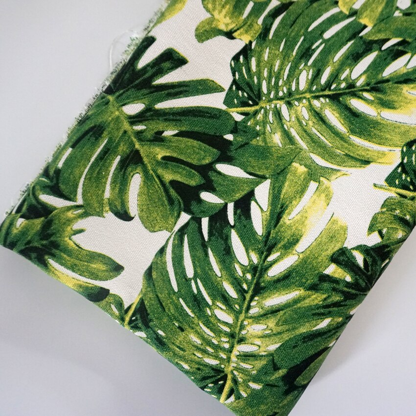 Gröna blad monstera lapptäcke bomull canvas tyger handgjorda tyg väska duk gardiner kudde ryggsäck skor väska