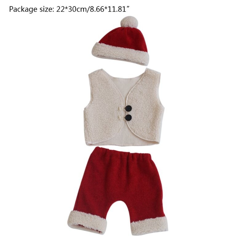Nyfødt baby tøj drenge piger jule tegneserie santa shorts+vest+hat tøj  f3me