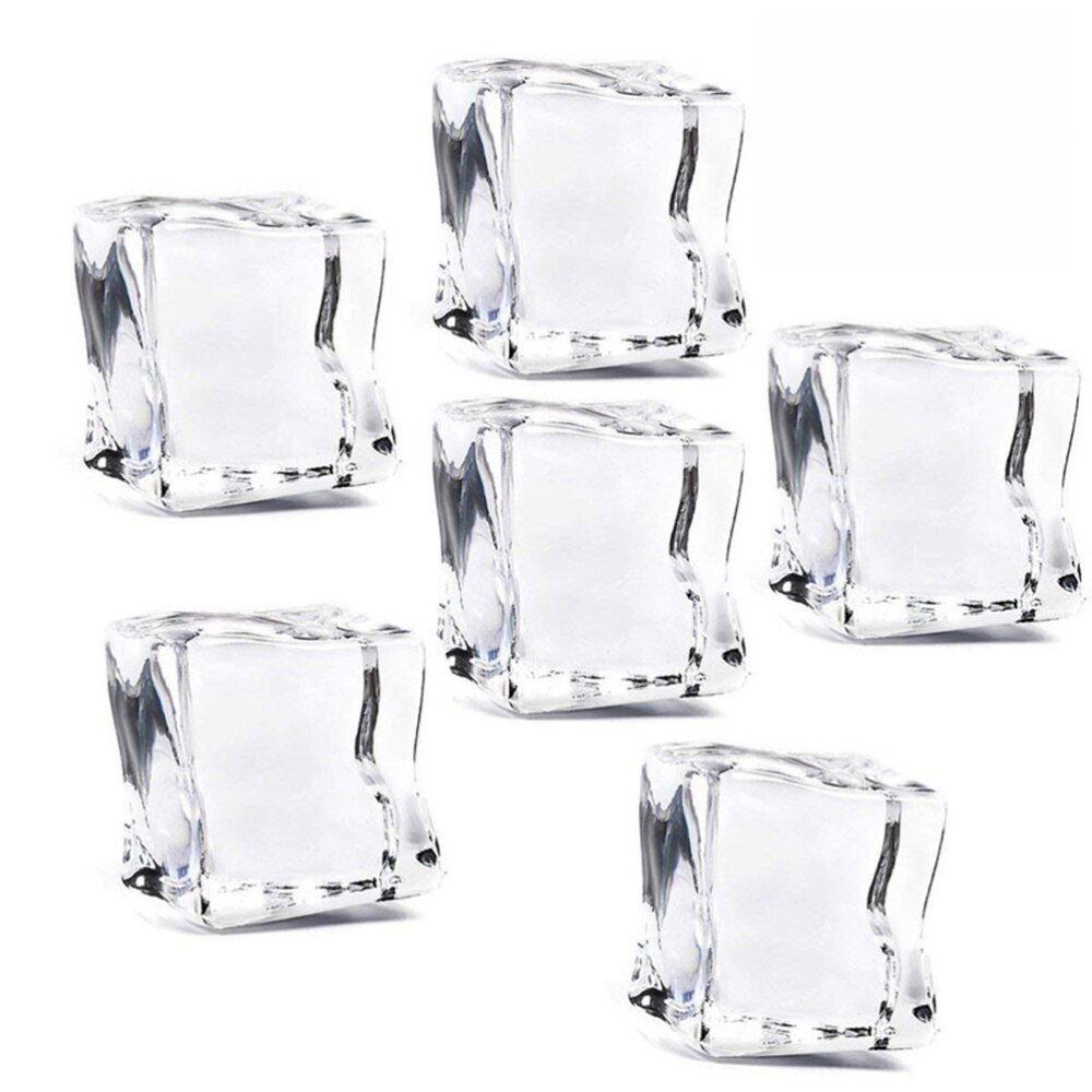50Pcs 30mm Cube Shape Artificial Acrylic Ice Cubes Glass Luster Ice Cubes Crystal Clear Photography Props Kitchen Decoration