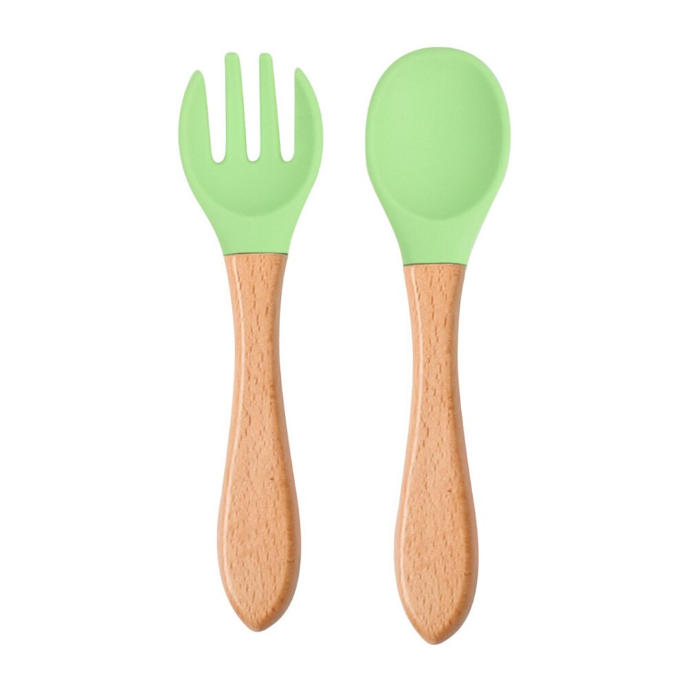 Baby Lepel Siliconen Houten Babyvoeding Lepel Accessoires Kinderen Verjaardagscadeautjes Veiligheid Kinderen Leren Eten Tool: Style C