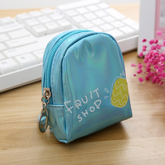 Porte-monnaie de fruits Laser petit sac holographique femmes PVC clair gelée sacs à main filles porte-carte pour enfants porte-monnaie petit portefeuille: Blue